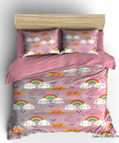 ست روتختی و ملحفه کشدار دخترانه مدل رنگین کمان