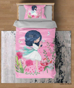 سرویس روتختی و ملحفه کشدار مدل BLUE GIRL