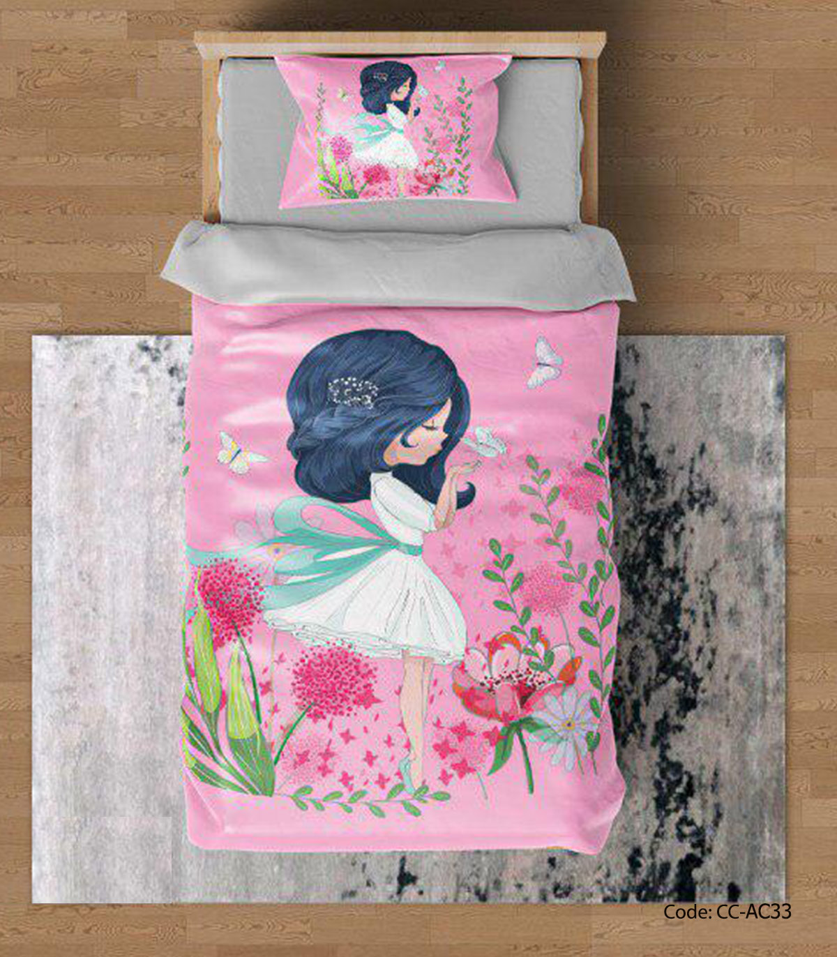 سرویس روتختی و ملحفه کشدار مدل BLUE GIRL
