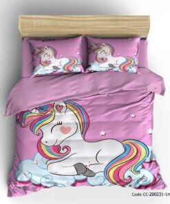 سرویس روتختی و ملحفه دخترانه مدل تک شاخ