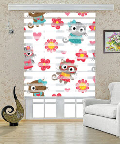 پرده زبرا طرح گربه مدل 1426