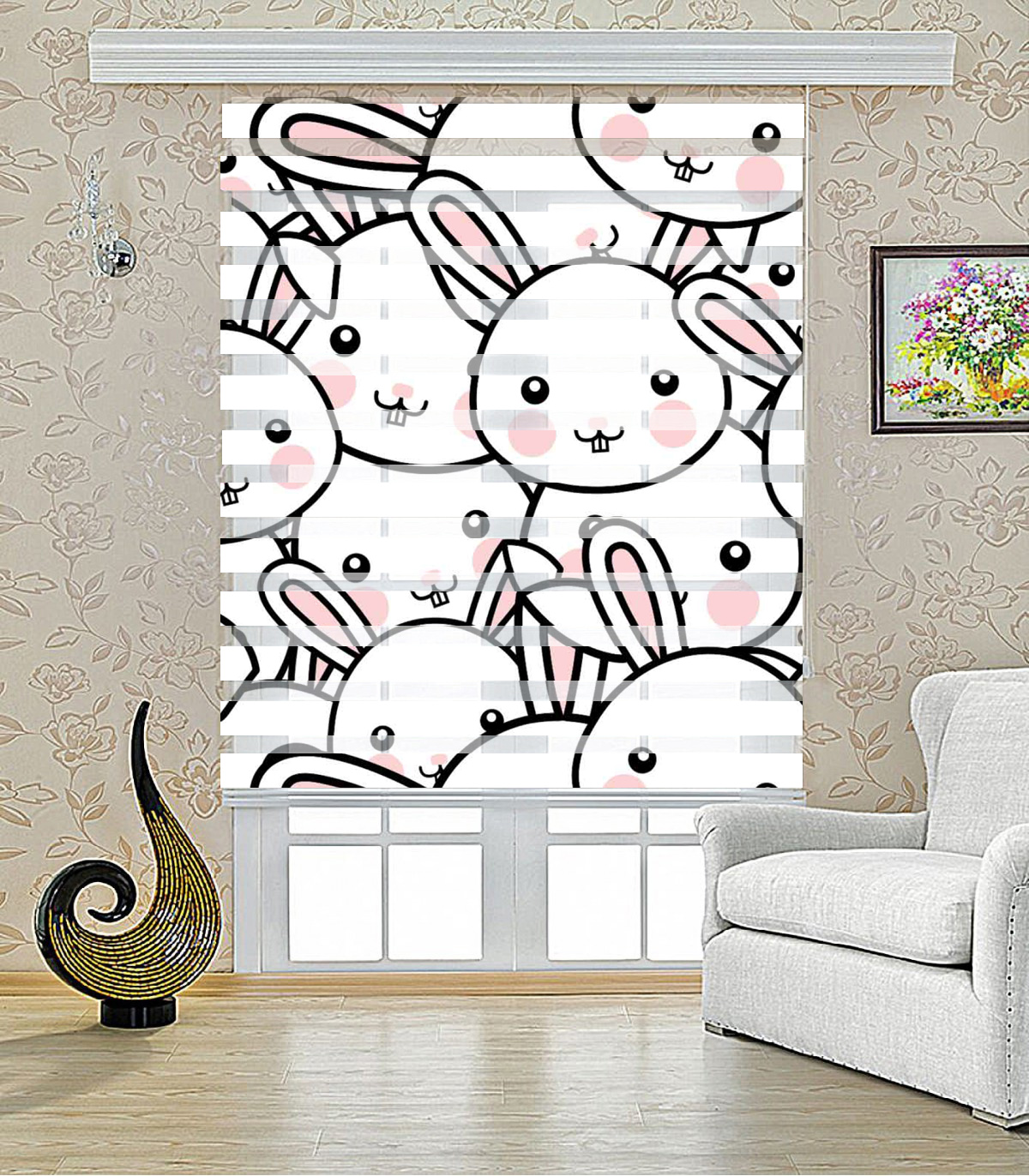 پرده کرکره ای زبرا طرح خرگوش مدل 1427