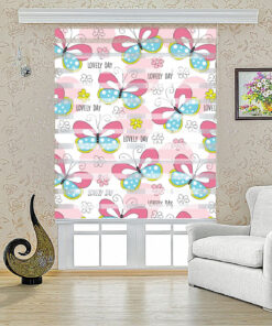 پرده زبرا طرح پروانه رنگارنگ مدل 1436