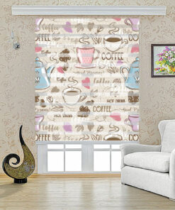 پرده زبرا آشپزخانه طرح COFFEE مدل 1604