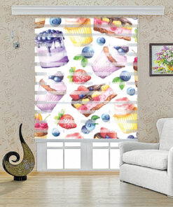 پرده زبرا آشپزخانه طرح شیرینی مدل 1610