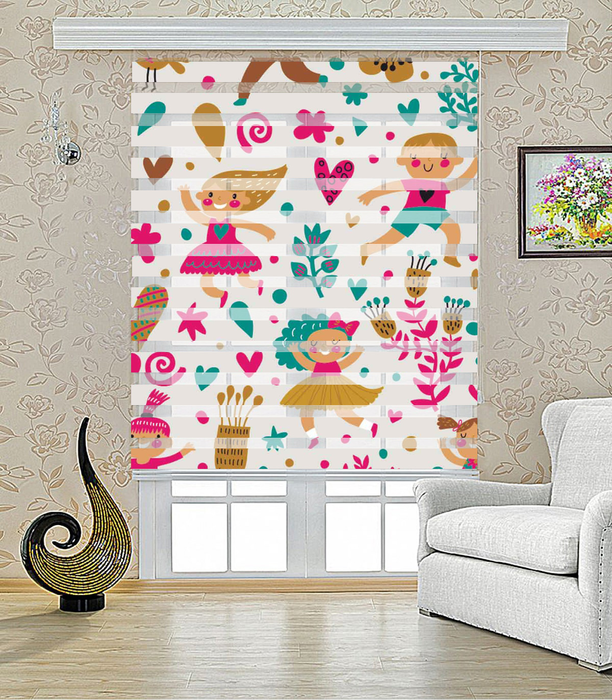 پرده کرکره ای زبرا طرح رقص بهار مدل 1403