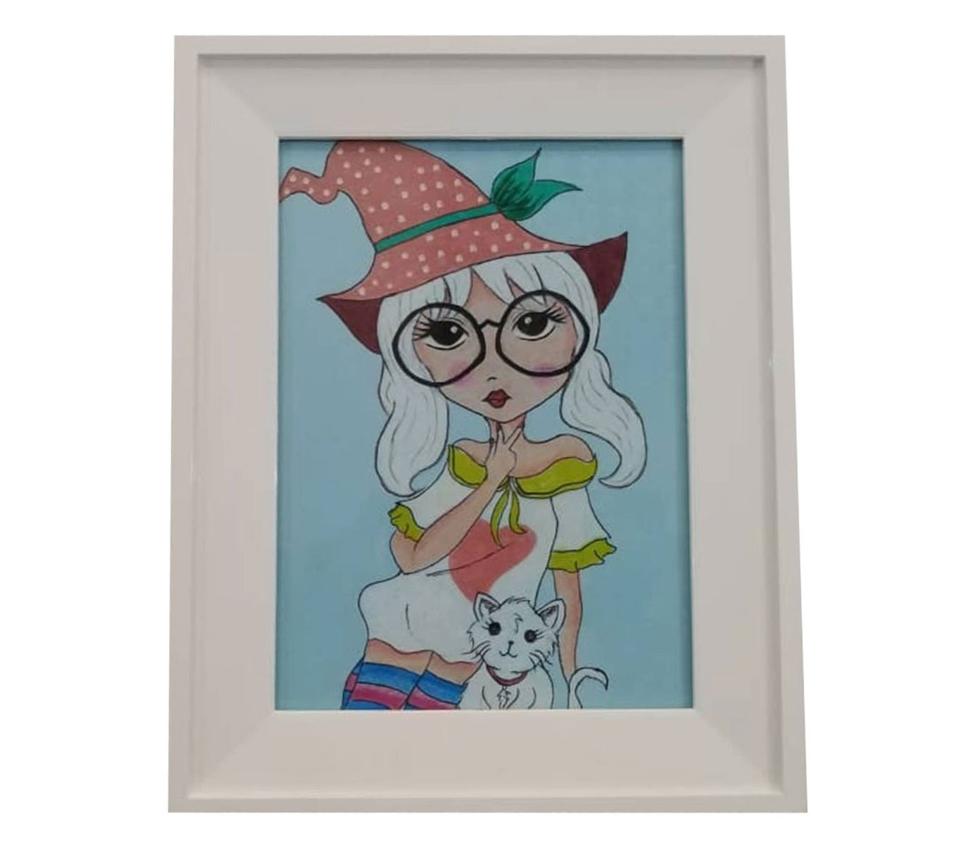 تابلو نقاشی دکوراتیو طرح دختر عینکی