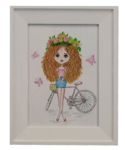 تابلو نقاشی دکوراتیو طرح دختر موفرفری