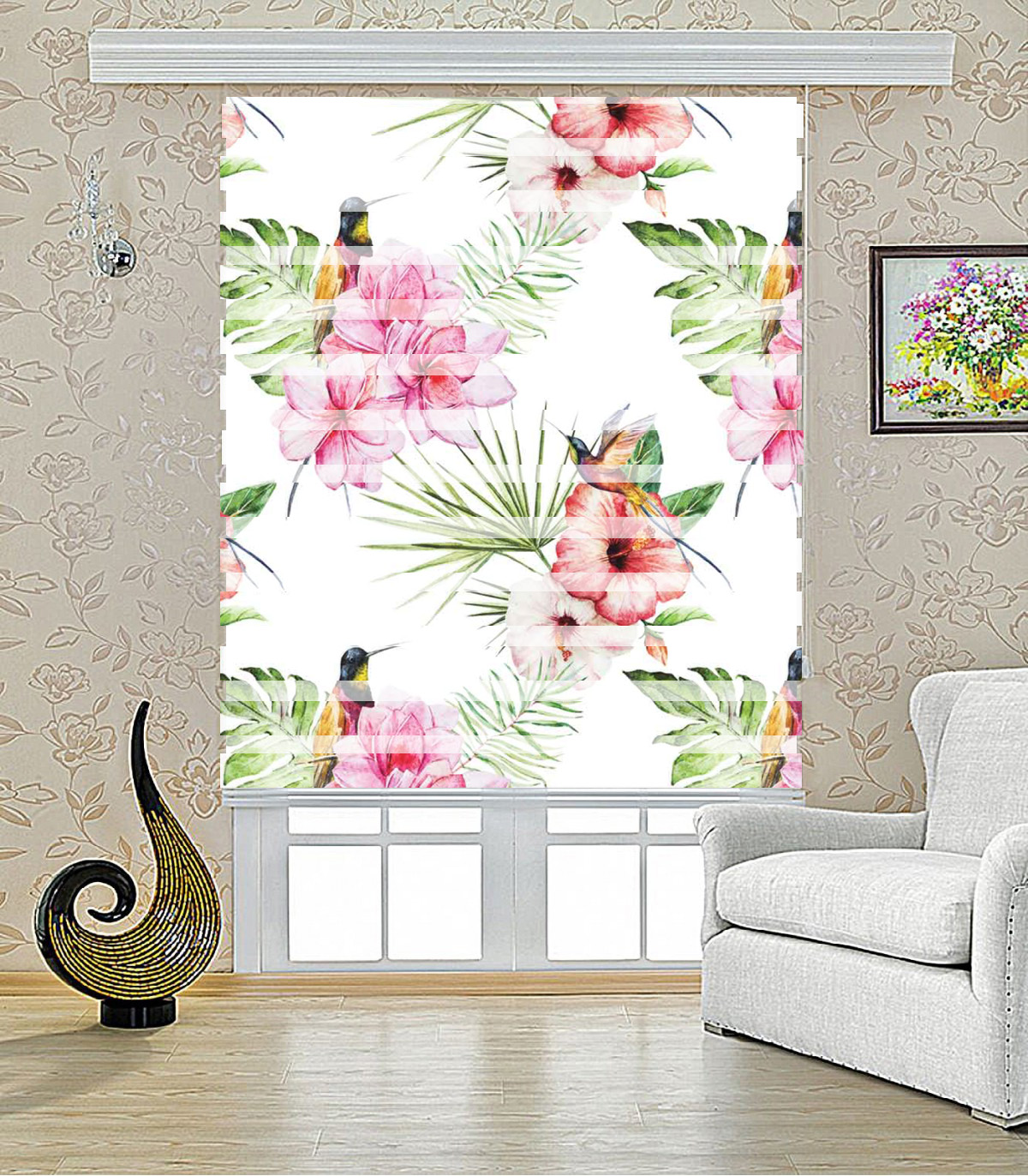 پرده زبرا طرح نیلوفر مدل 1017