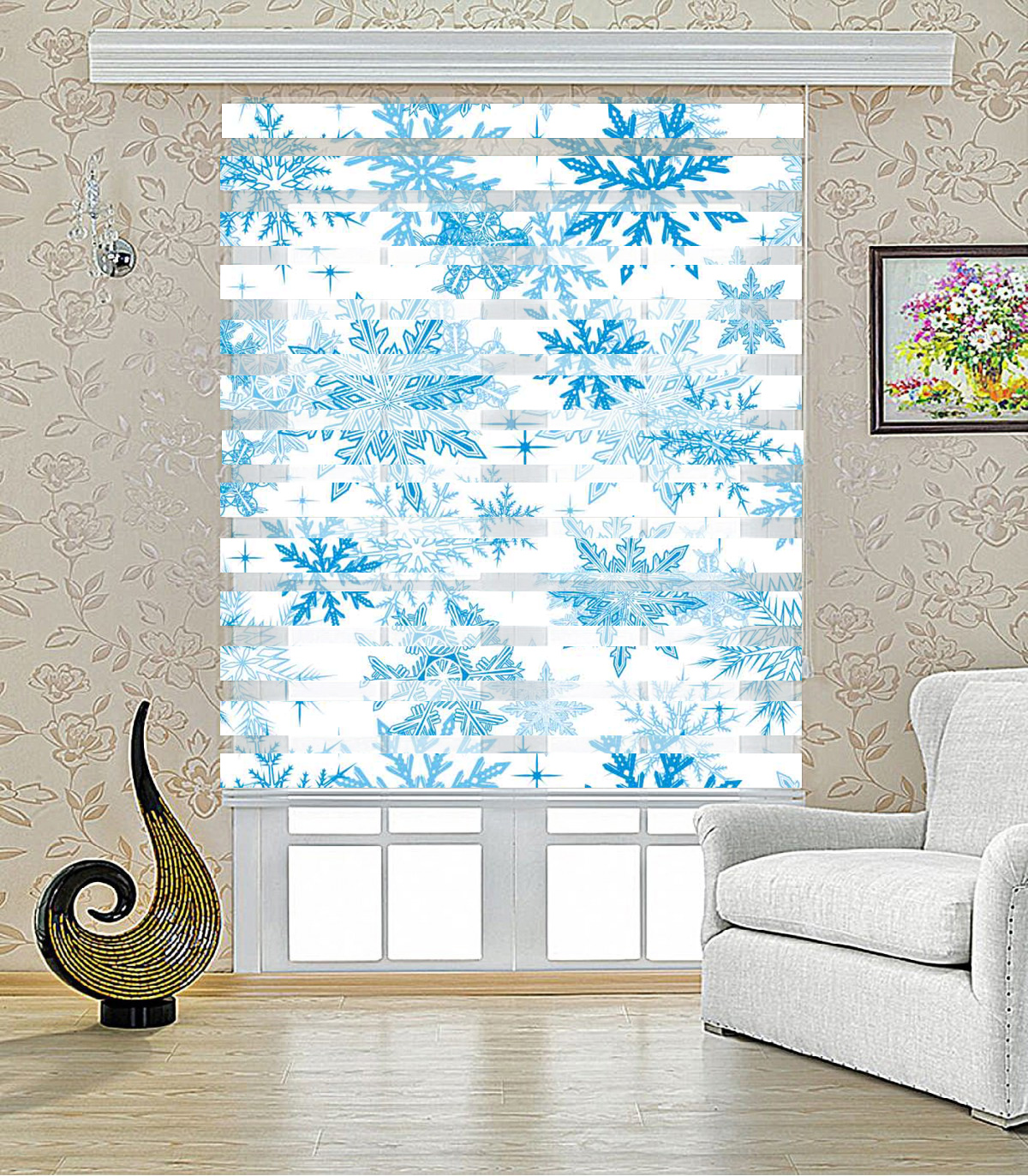 پرده کرکره ای زبرا طرح SNOW مدل 1423