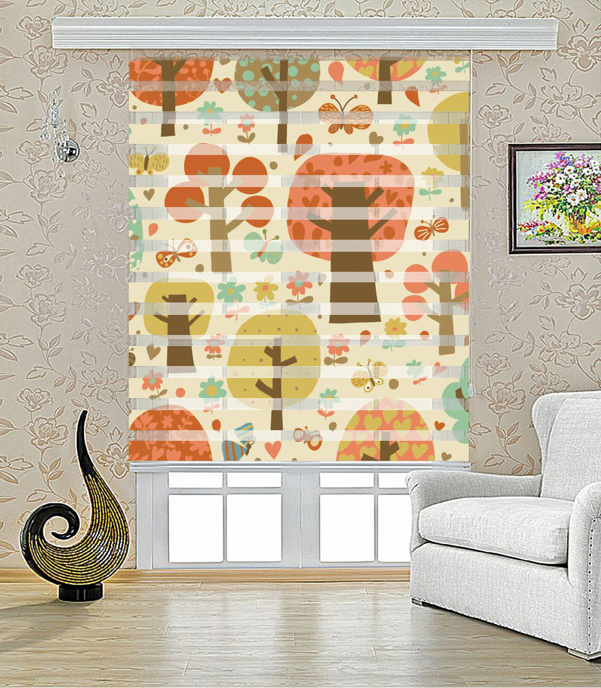 پرده کرکره ای زبرا طرح درخت مدل 1417