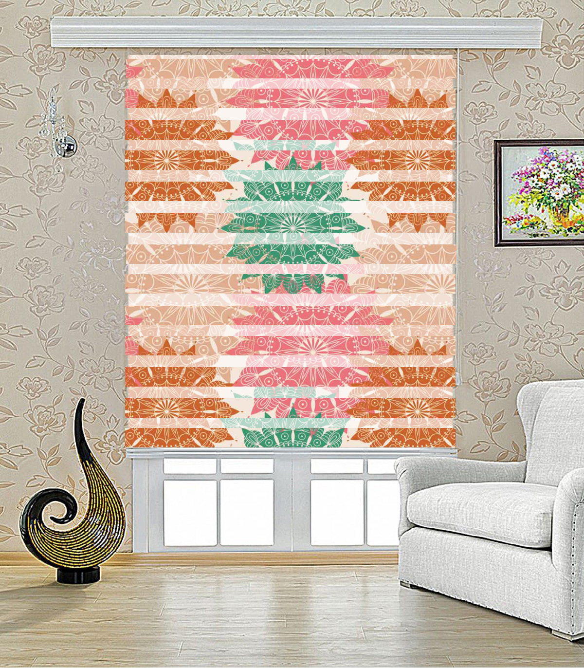 پرده کرکره ای زبرا طرح خورشید مدل 1221