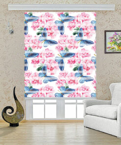 پرده کرکره ای زبرا طرح پروانه آبی مدل 1224