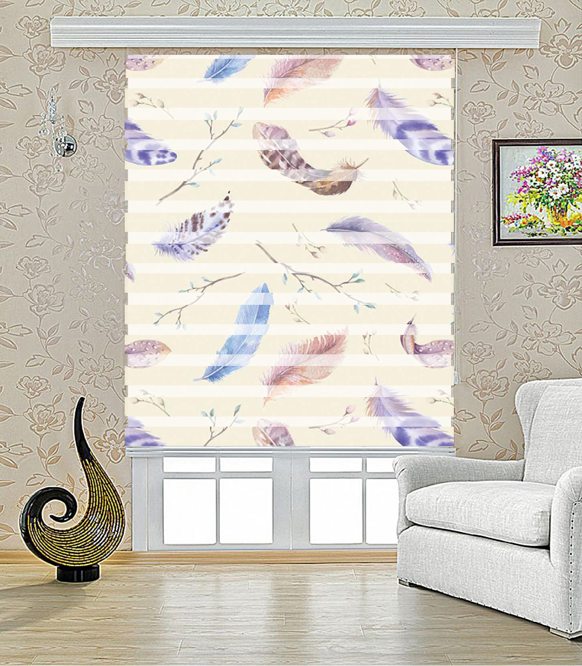 پرده زبرا طرح پر مدل 1202