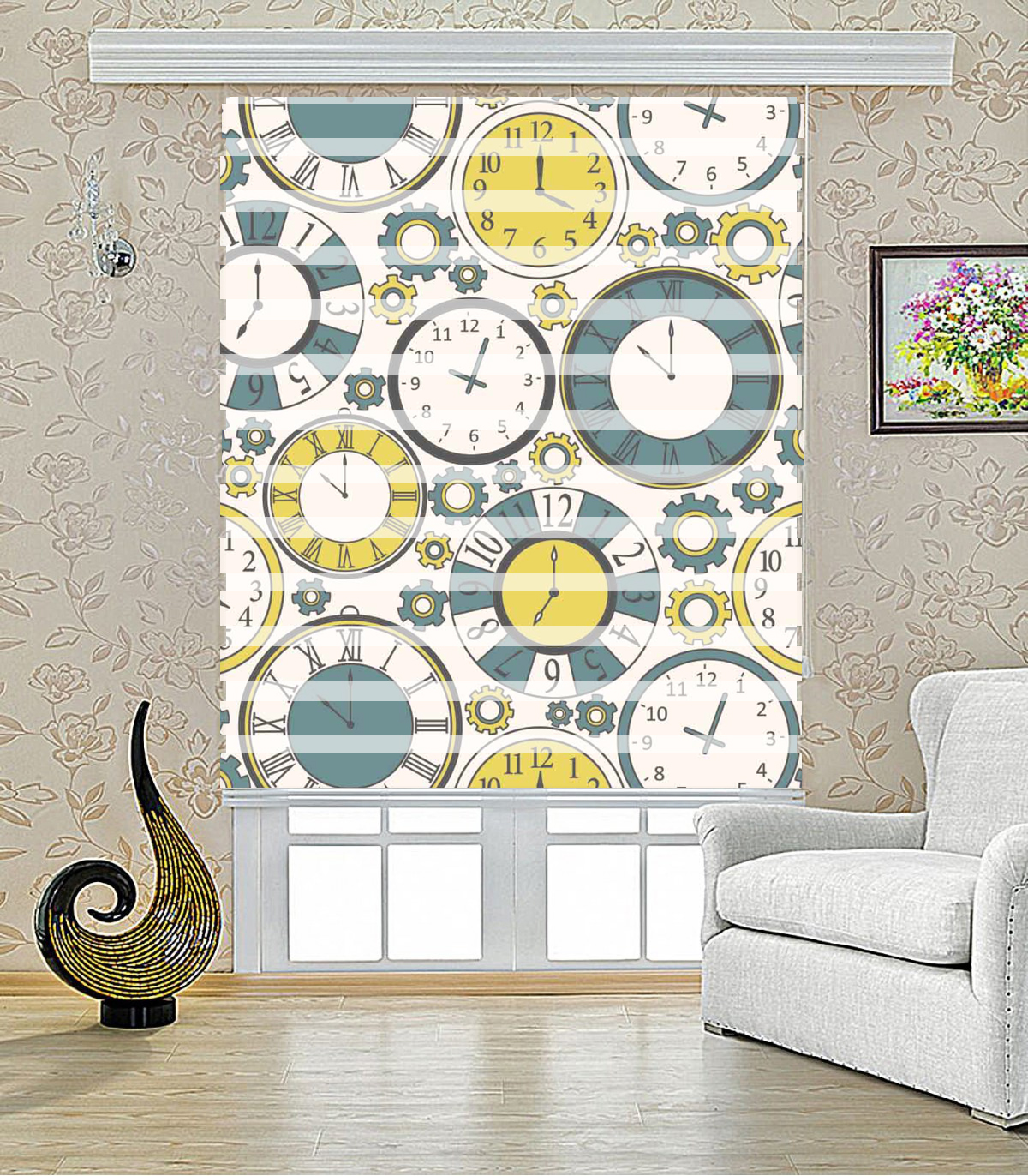 پرده زبرا طرح ساعت مدل 1201