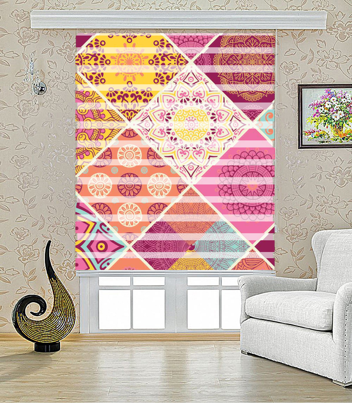 پرده زبرا طرح رنگارنگ مدل 1033