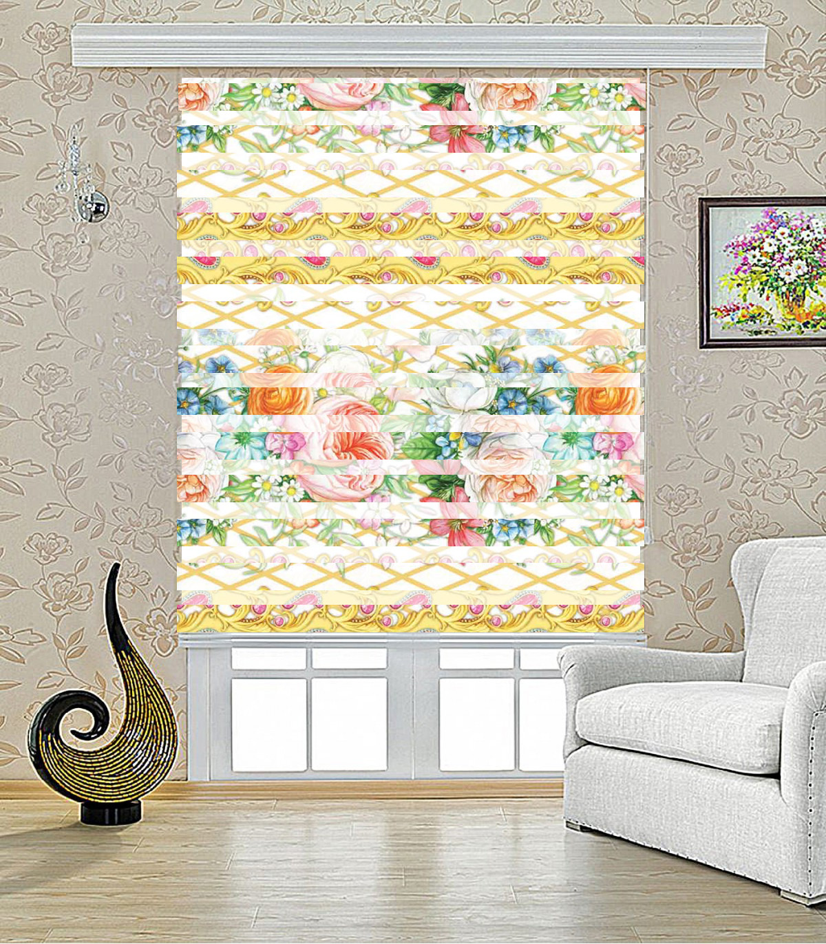 پرده زبرا طرح قلبی مدل 1003