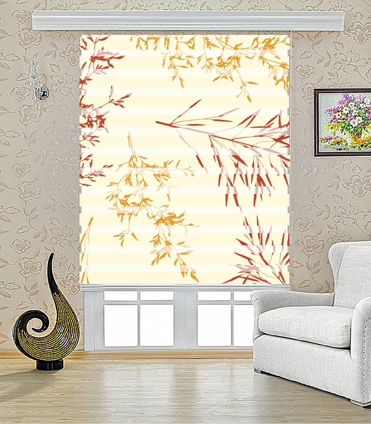 پرده زبرا طرح پاییز مدل 1010