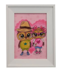 تابلو نقاشی دکوراتیو طرح جغد عاشق