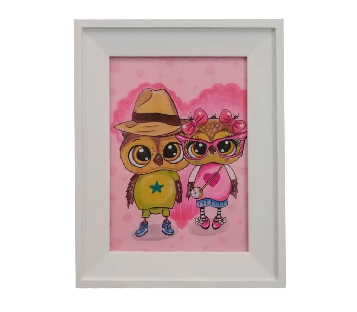 تابلو نقاشی دکوراتیو طرح جغد عاشق