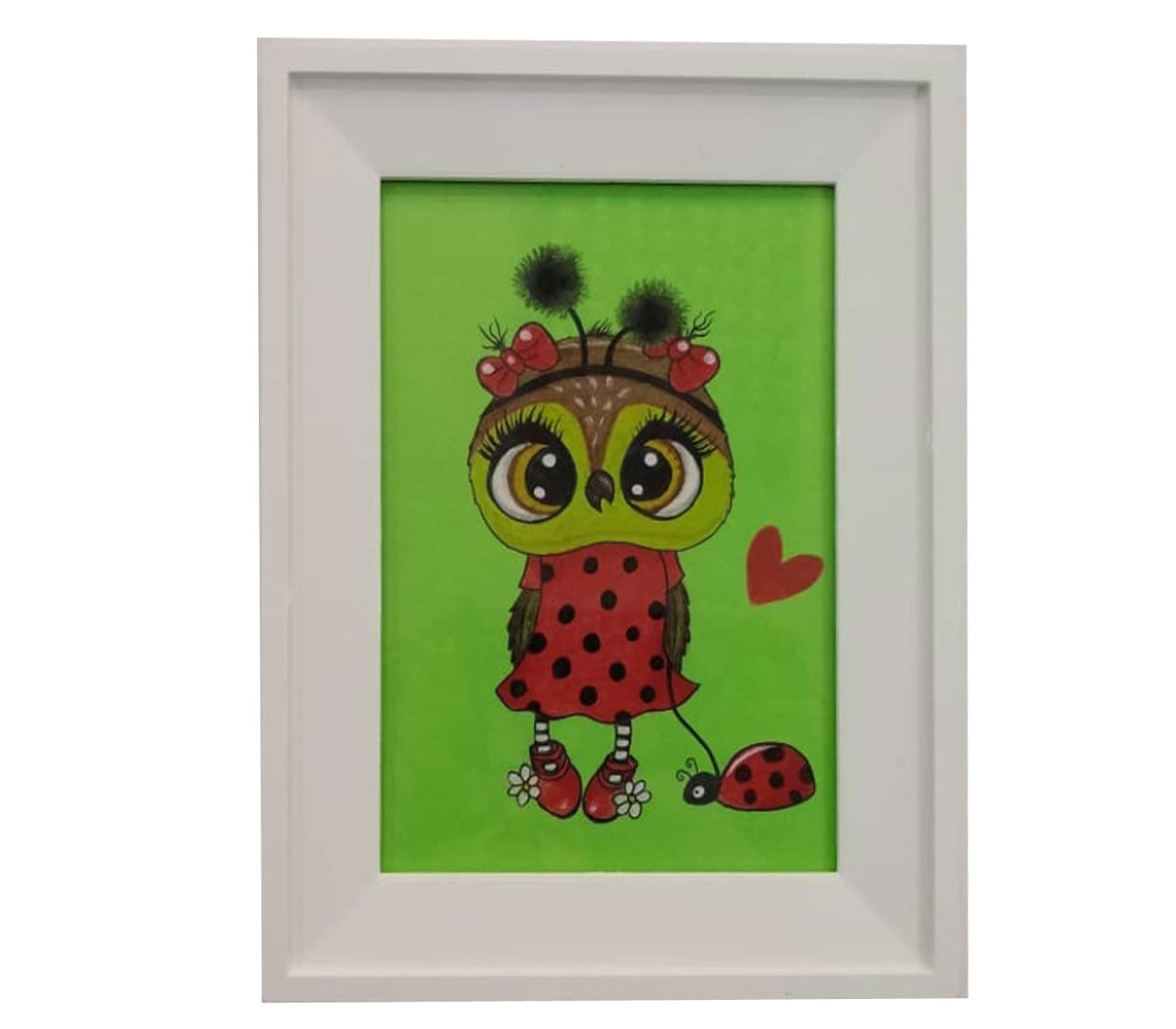 تابلو نقاشی دکوراتیو طرح جغد قرمزپوش