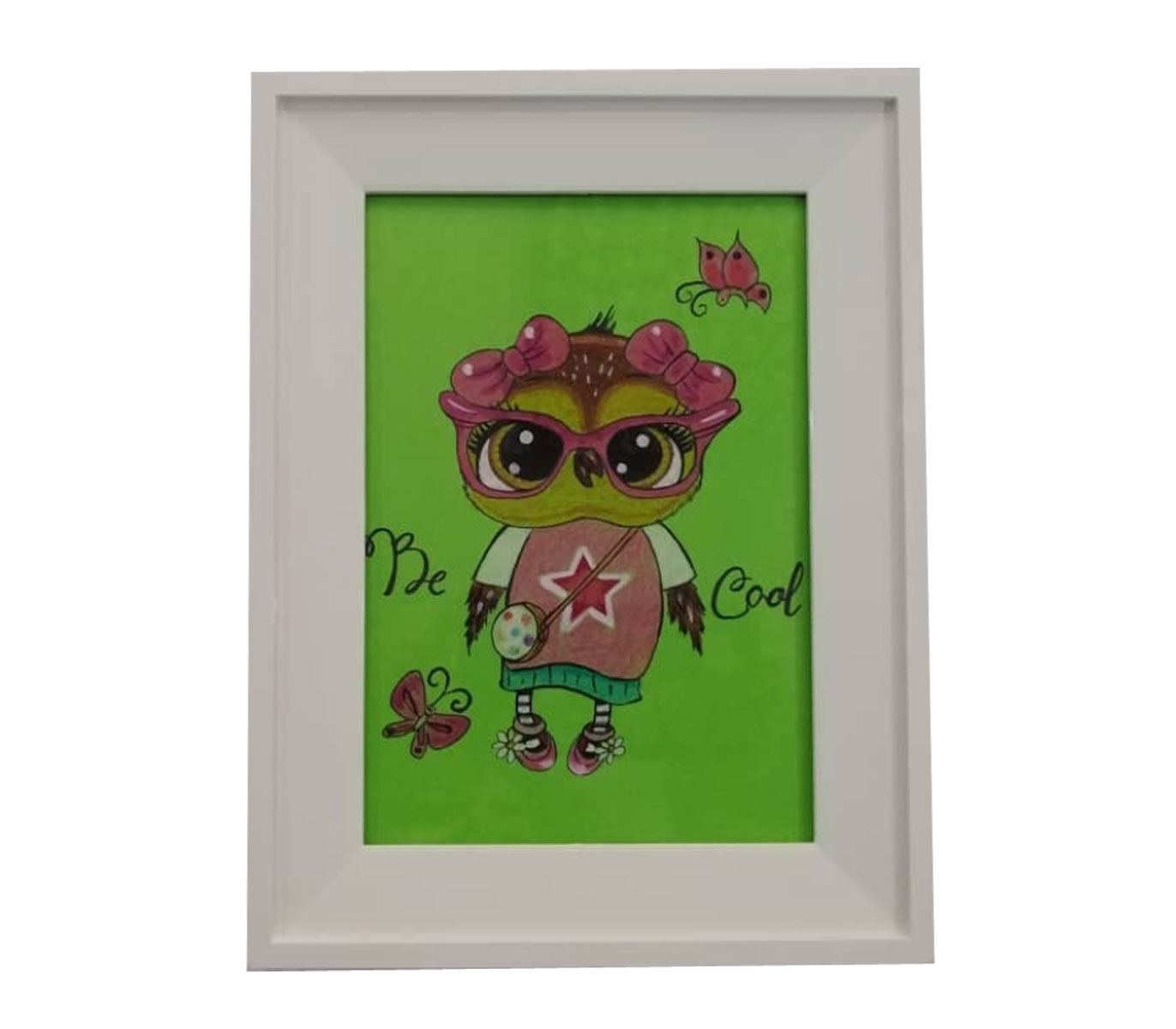 تابلو نقاشی دکوراتیو طرح جغد عینکی