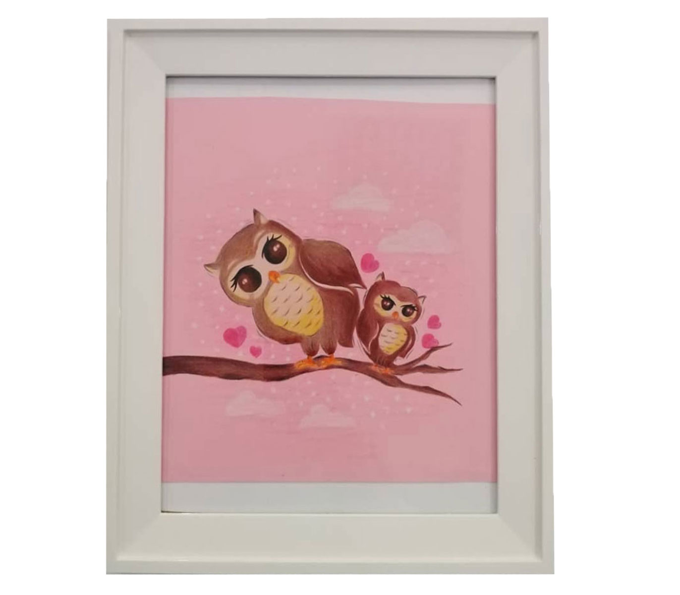 تابلو نقاشی دکوراتیو طرح جغد عاشق2