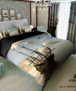 سرویس ملحفه و لحاف طرح دار مدل کشتی