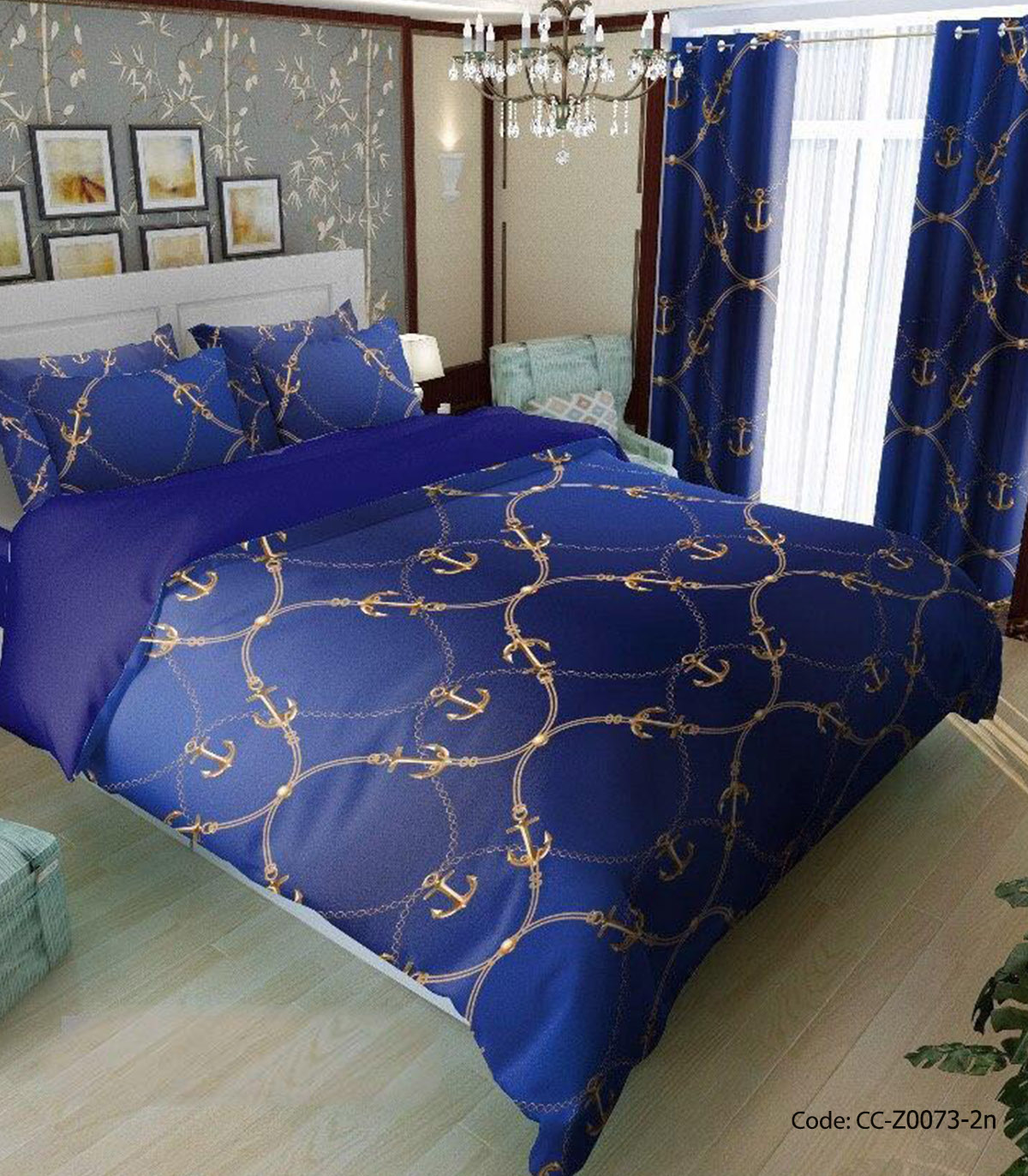 ست ملحفه و لحاف ساده مدل لنگر