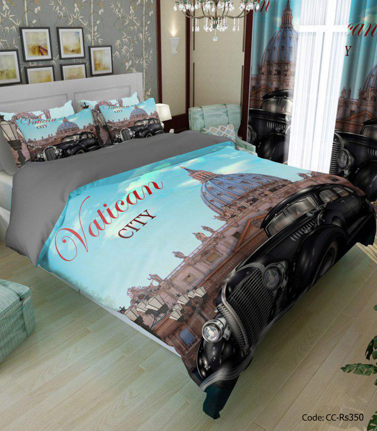 روتختی و ملحفه کشدار ویولت مدل vatican city