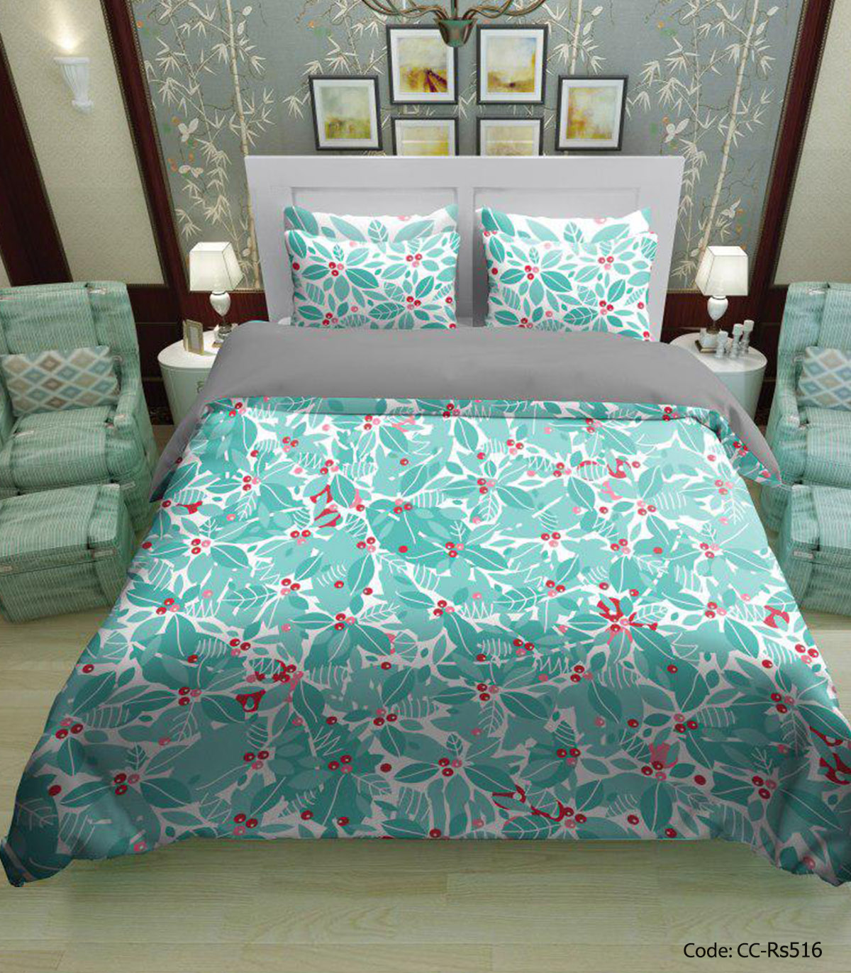 سرویس روتختی و ملحفه کشدار ویولت مدل برگ