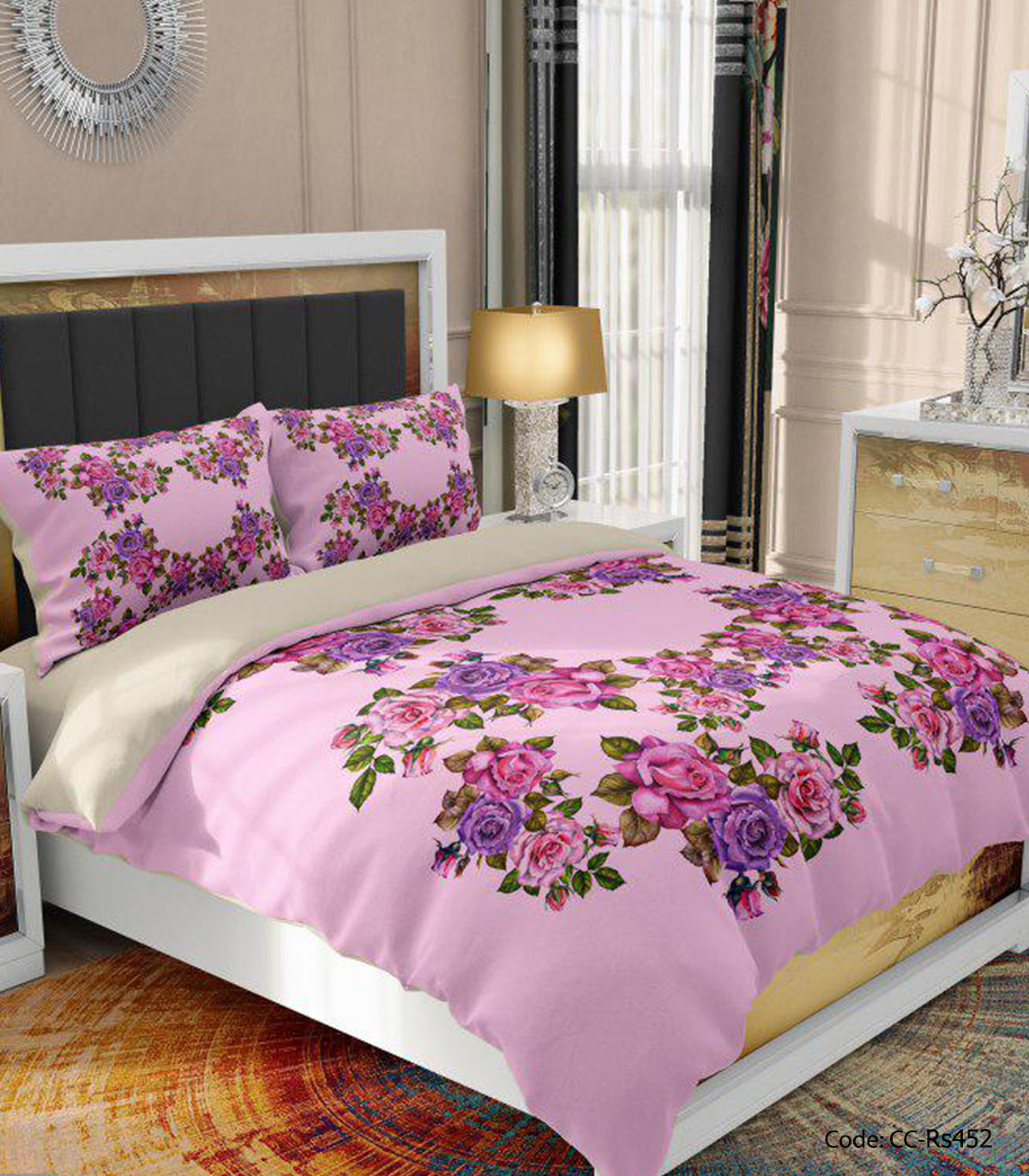 سرویس روتختی و ملحفه کشدار مدل violet rose