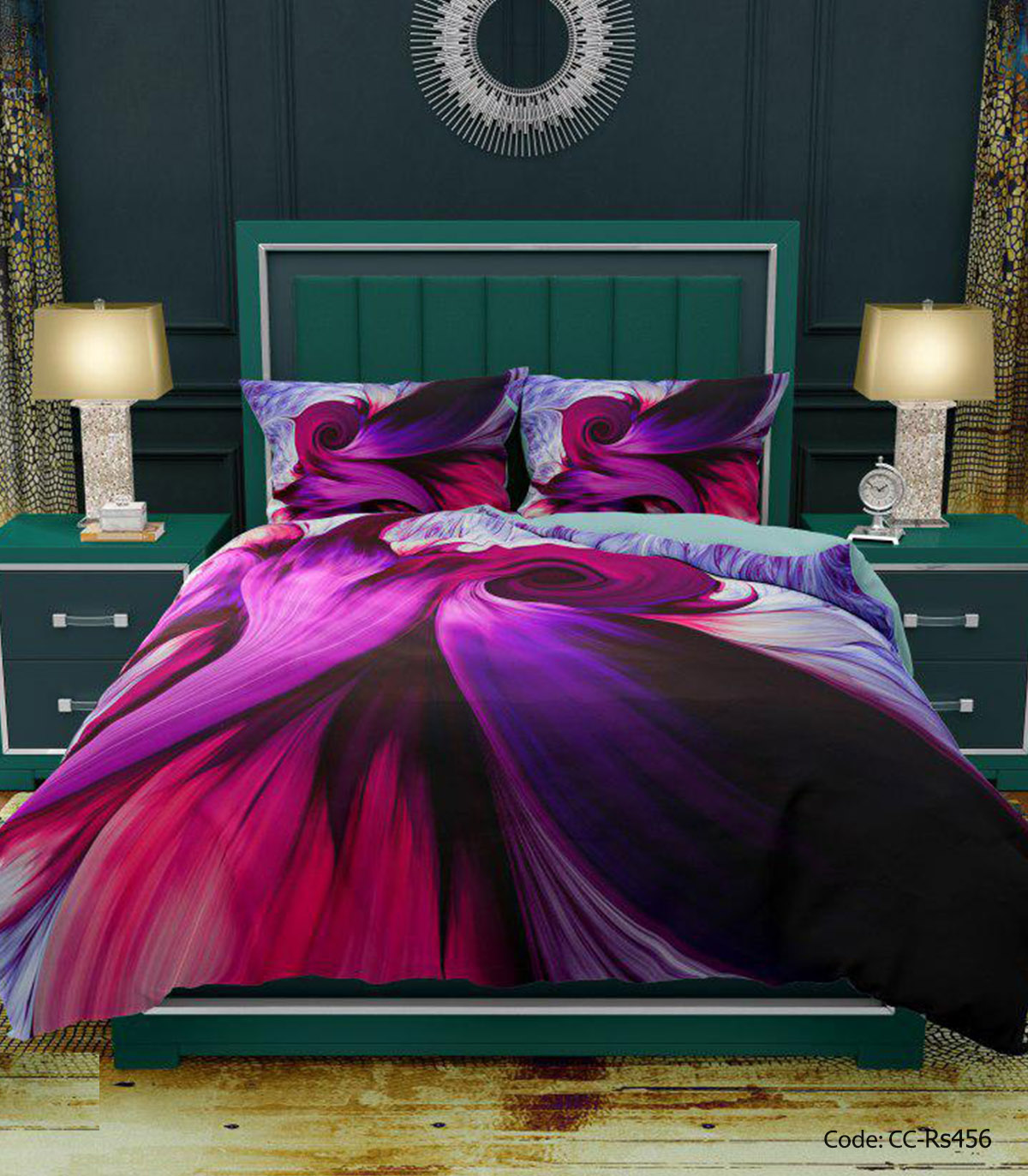 ست روتختی و ملحفه کشدار مدل violet galaxy