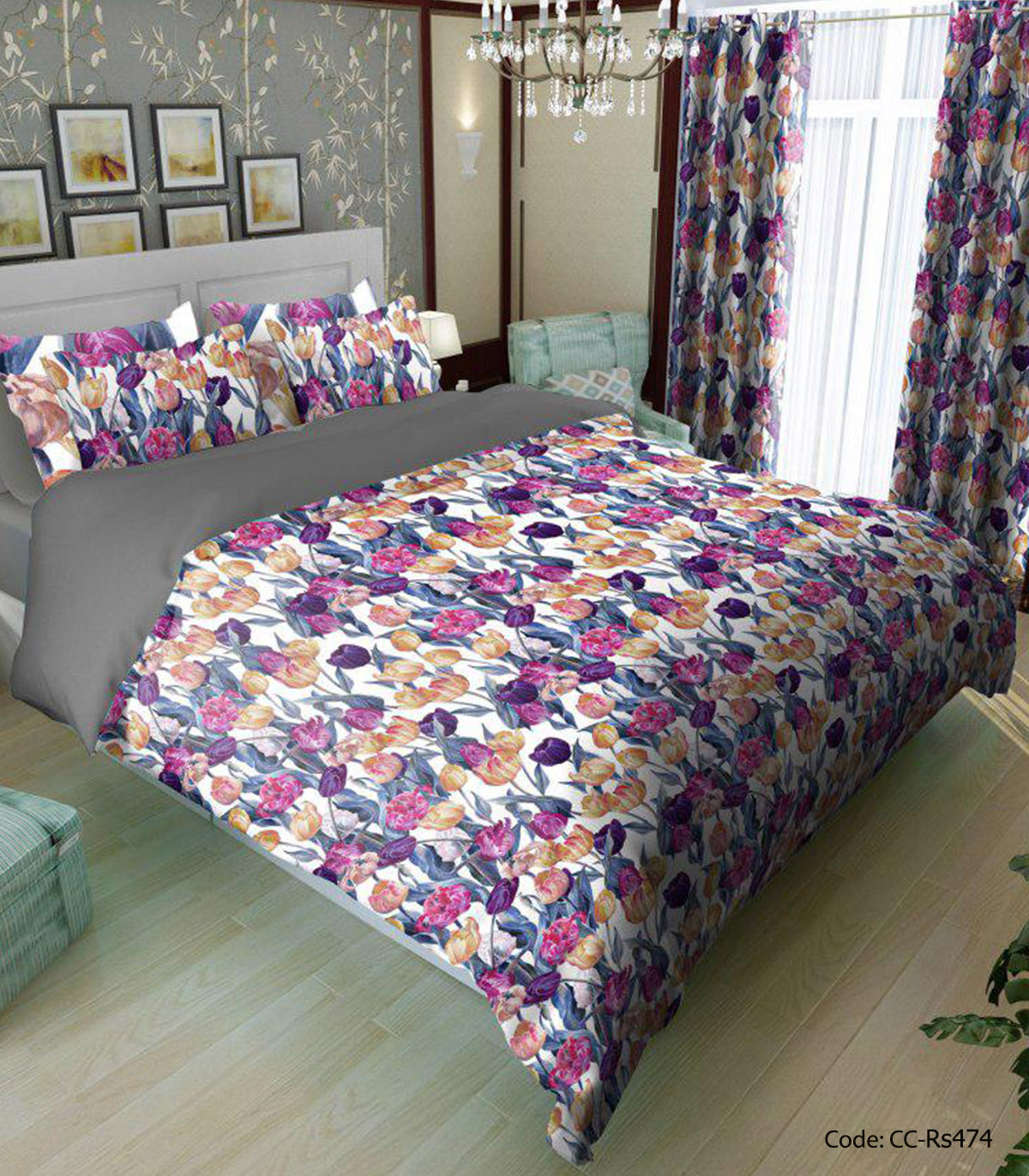 روتختی و ملحفه کشدار مدل violet garden