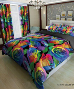 سرویس ملحفه و روتختی مدل رز رنگارنگ