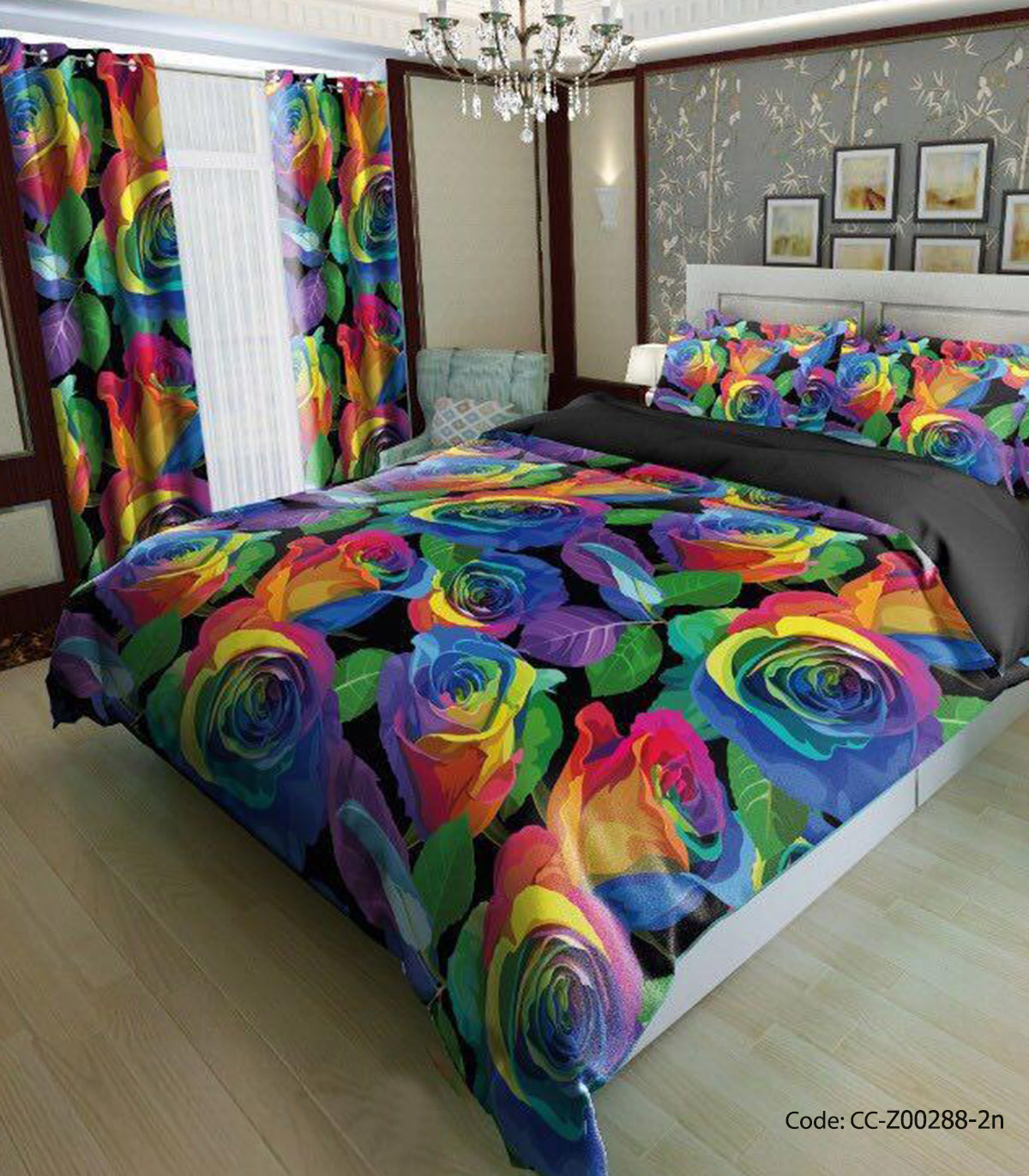 سرویس ملحفه و روتختی مدل رز رنگارنگ