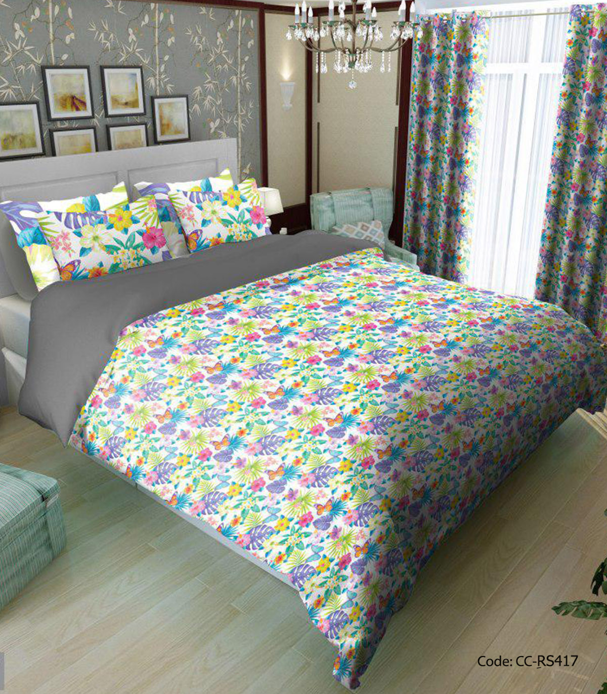 سرویس لحاف دوختدار و روتختی مدل شلوغ