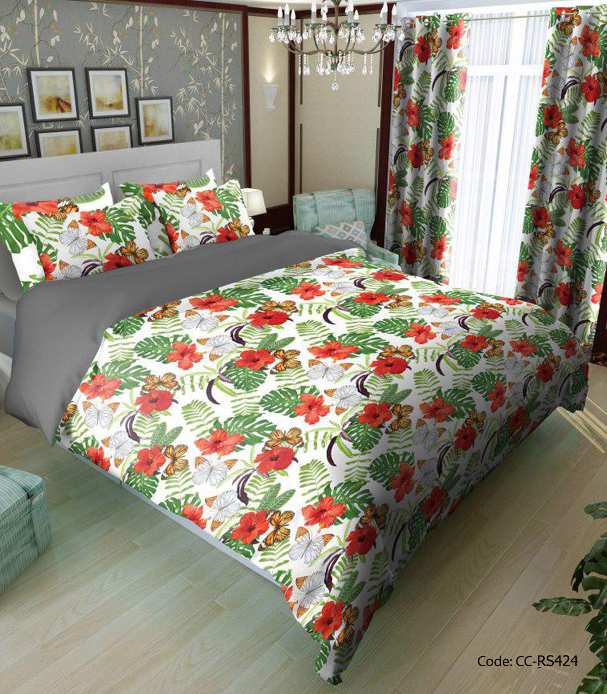 روتختی و ملحفه کشدار گلدار مدل مهستی