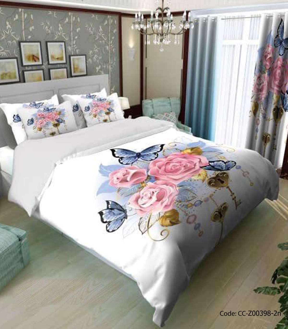 روتختی و ملحفه مدل گل صورتی