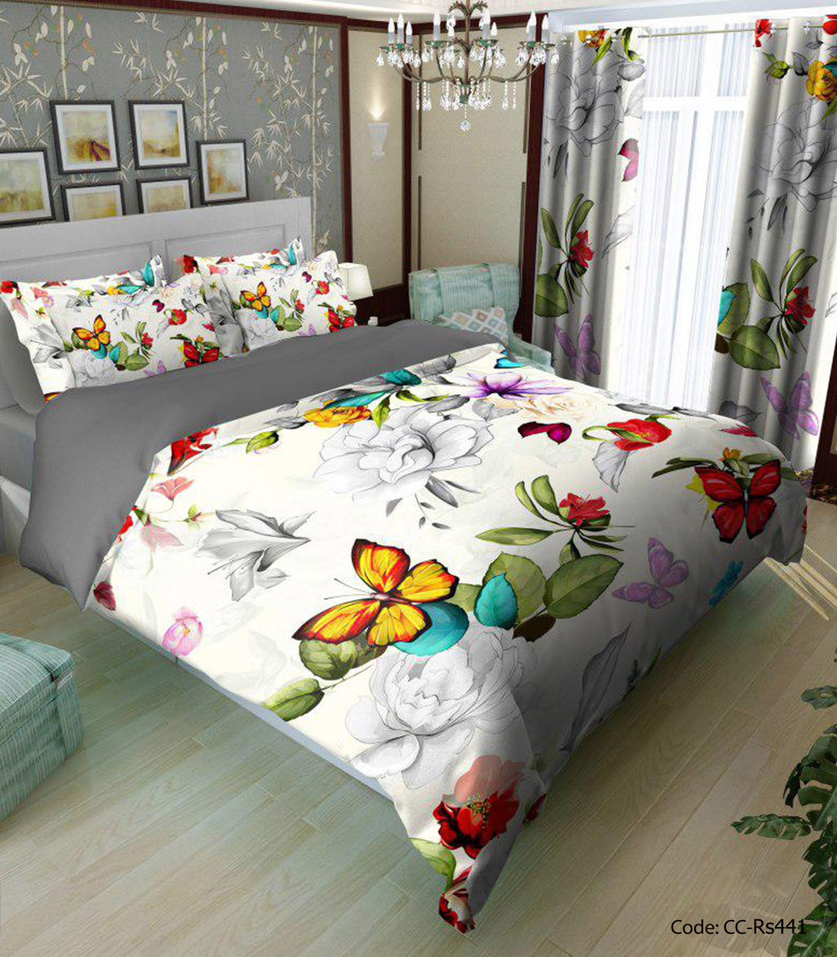 روتختی و ملحفه کشدار گلدار مدل شراره