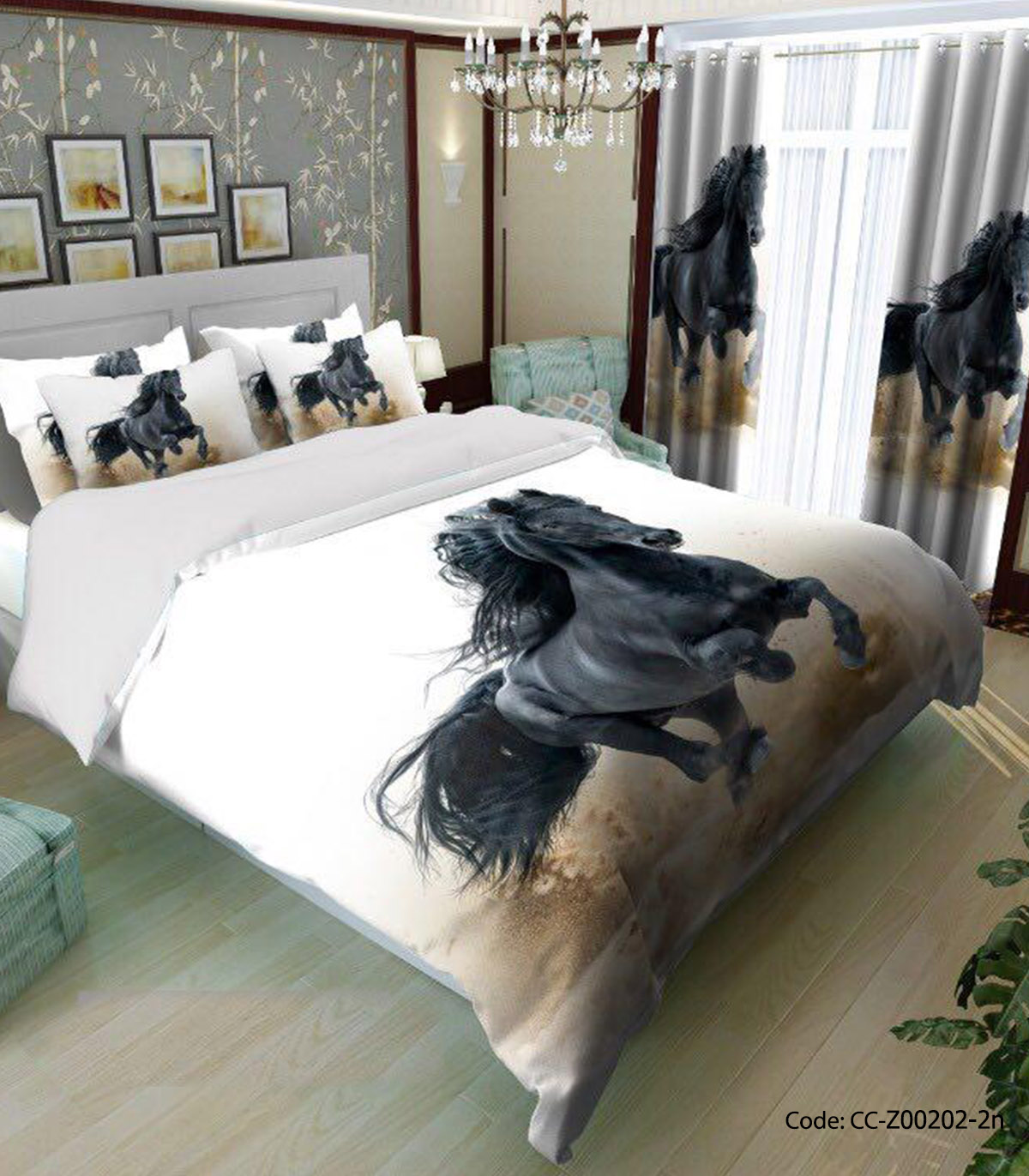 سرویس روتختی و ملحفه مدل اسب سیاه