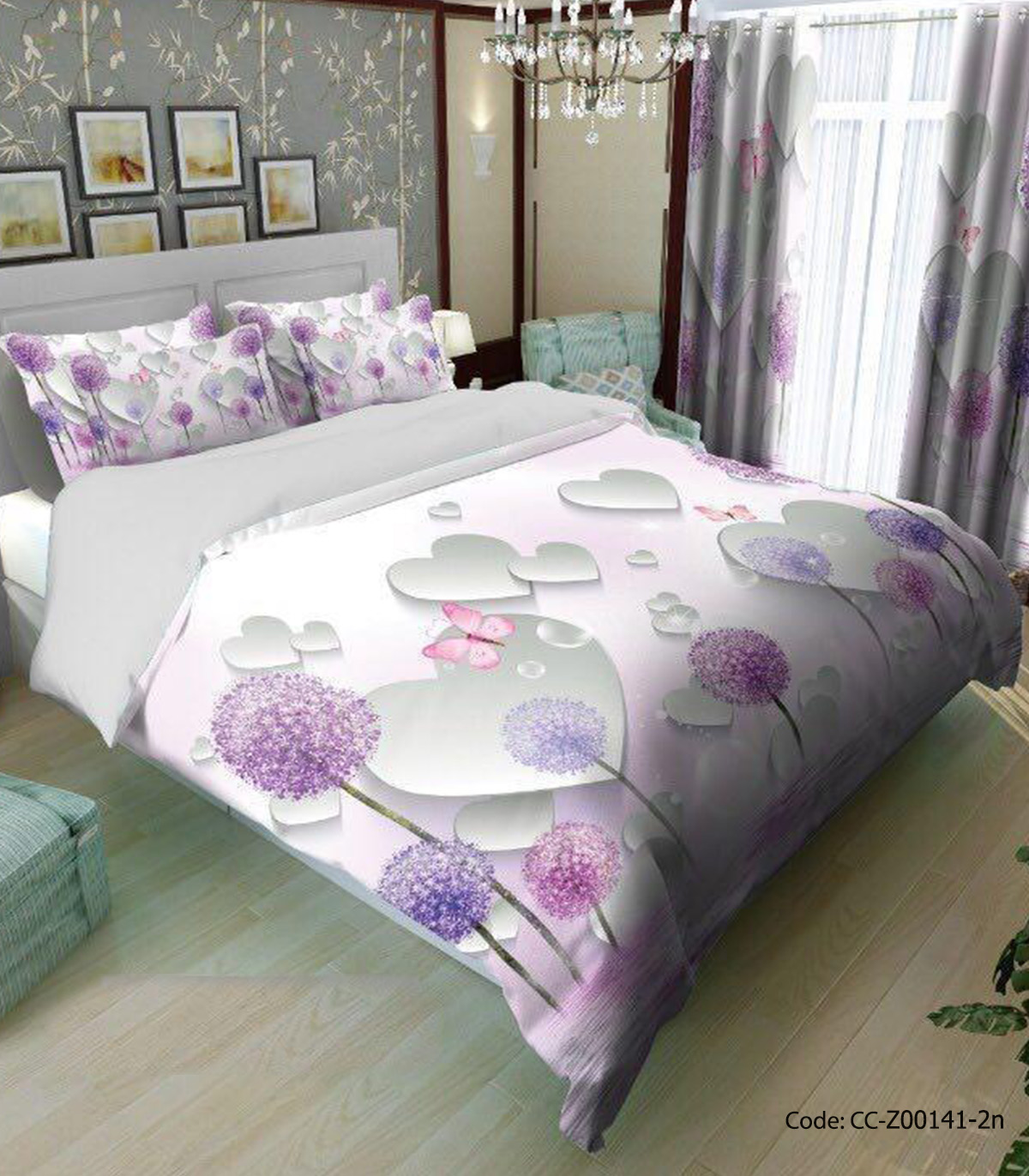 روتختی و ملحفه کشدار مدل قلب و قاصدک