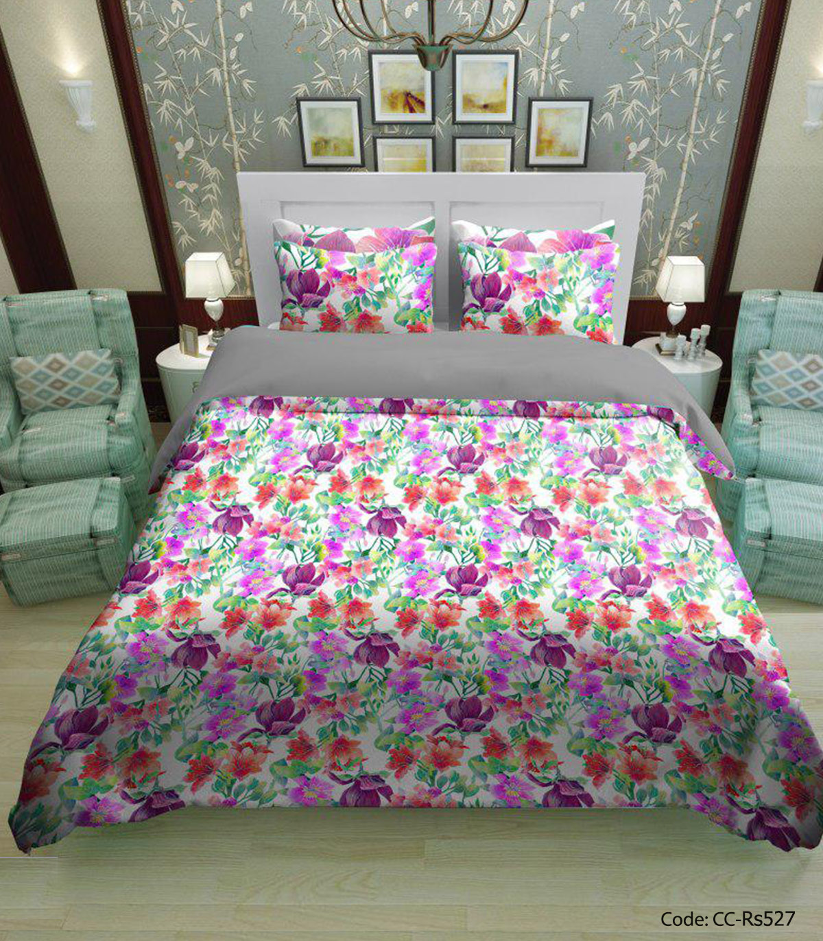 ست روتختی و لحاف طرح دار مدل السا