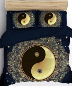 سرویس روتختی طرح یین و یانگ مشکی طلایی