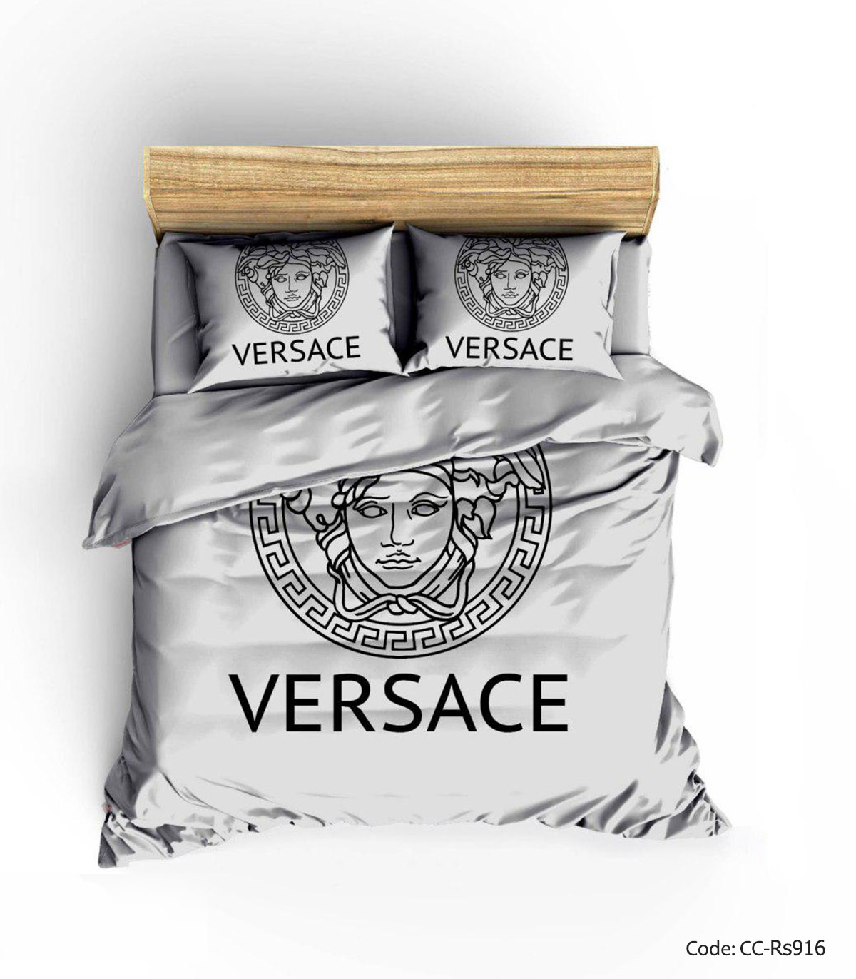 ست روتختی و لحاف دوختدار و ملحفه کشدار مدل GRAY VERSACE 2
