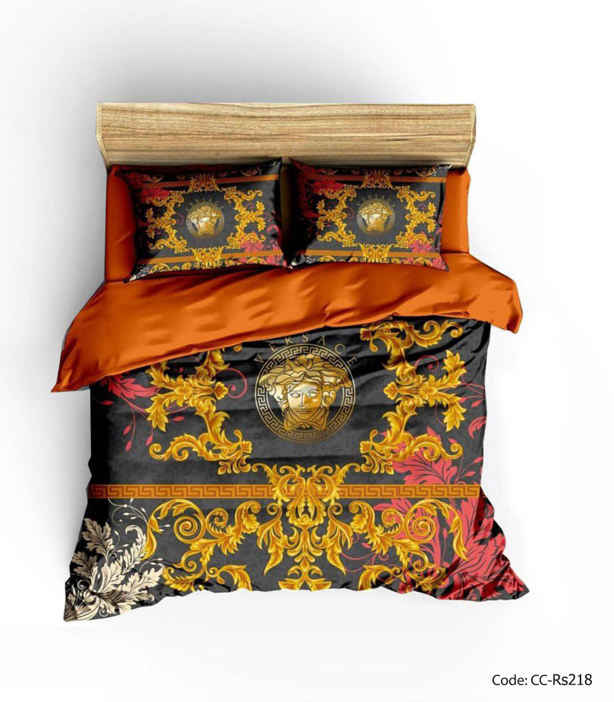 روتختی مشکی طلایی طرحدار مدل ورساچه