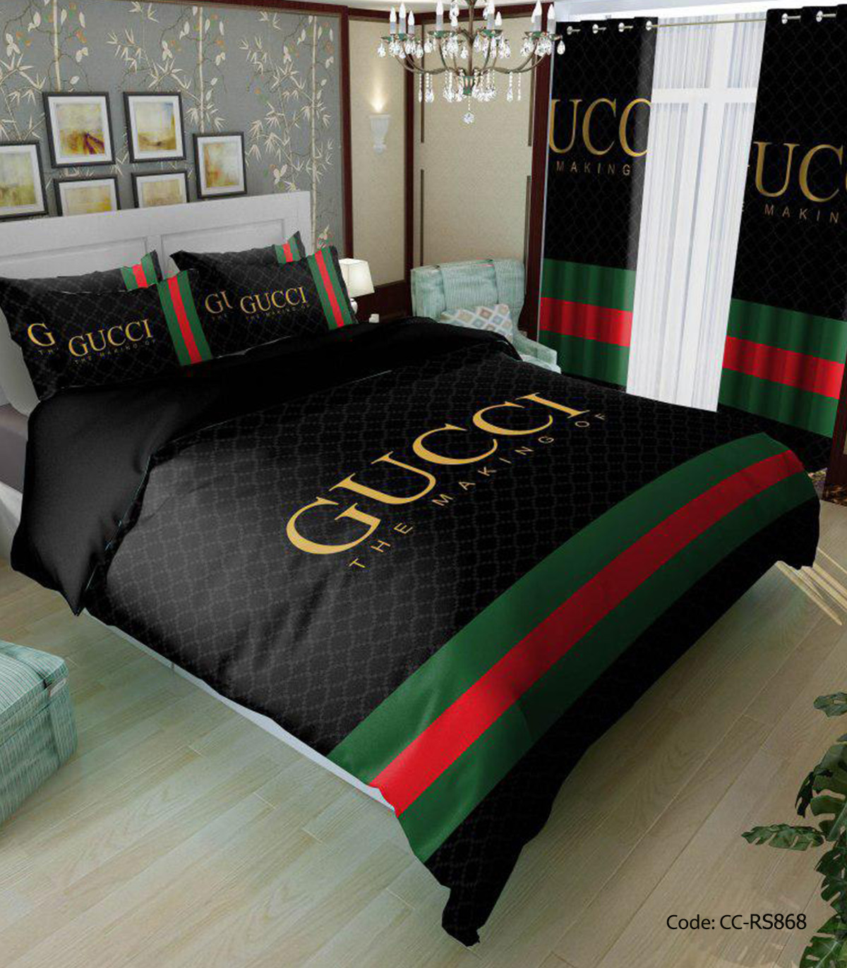ست روتختی و لحاف و ملحفه مدل BLACK GUCCI