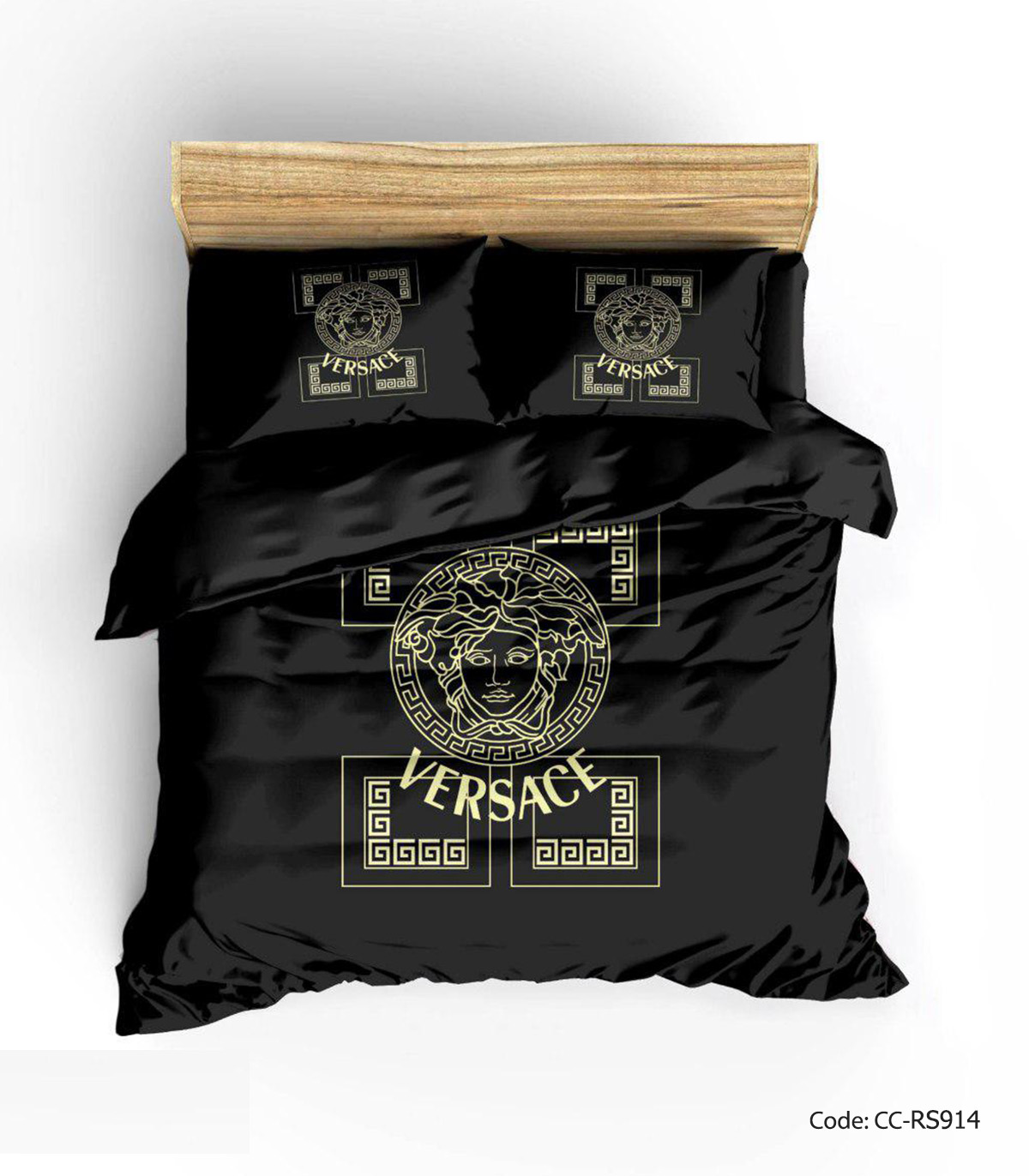 سرویس روتختی و لحاف دوختدار و ملحفه مدل BLACK VERSACE