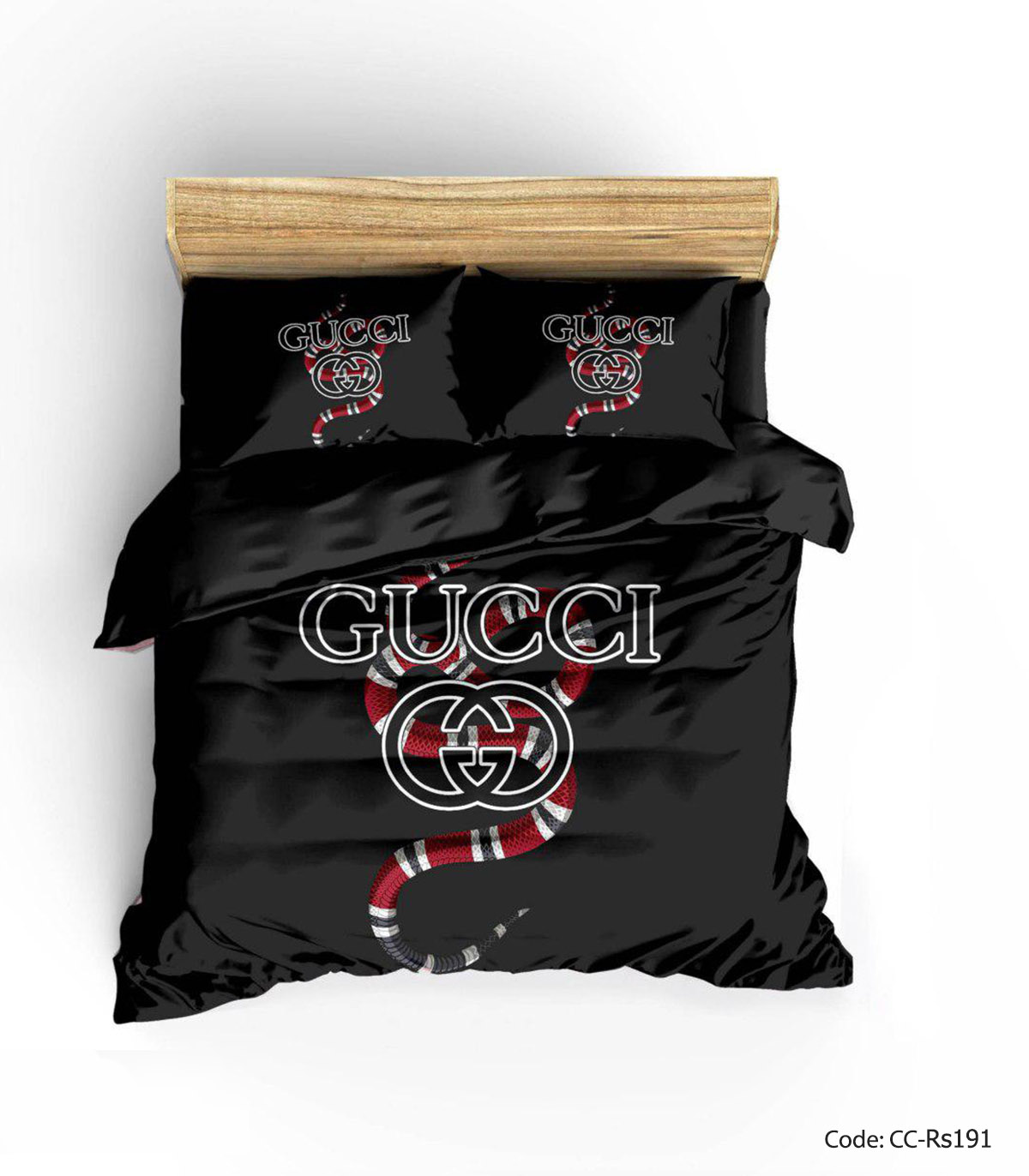 سرویس روتختی و ملحفه و لحاف مدل BLACK GUCCI 2