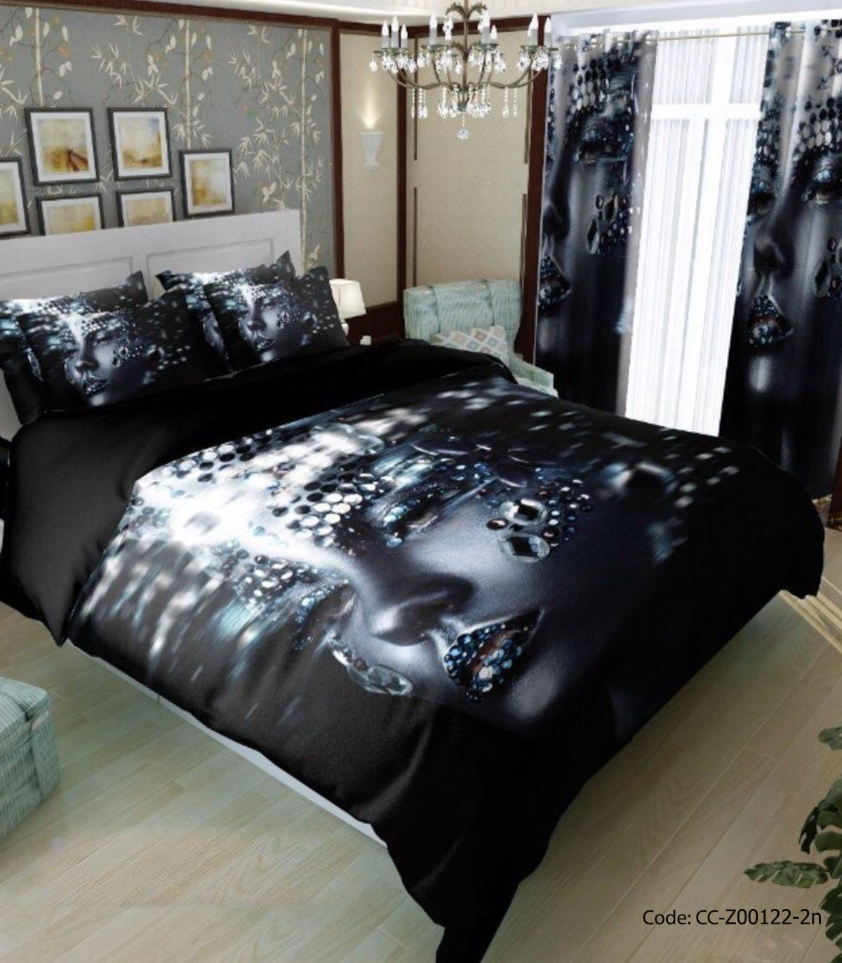 ست روتختی و ملحفه کشدار و لحاف دوختدار مدل آرامش